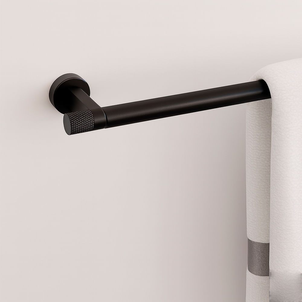 Porta Toalha Zigrinato Diverse 300 mm Aco Inox 304 Preto Italy Line 82755_0